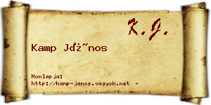 Kamp János névjegykártya